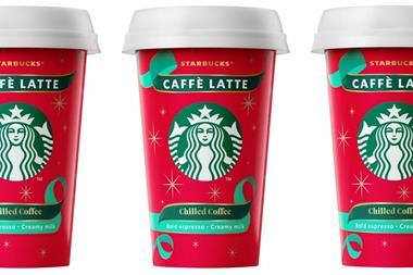 Caffe Latte Starbucks red cup festive chilled coffee